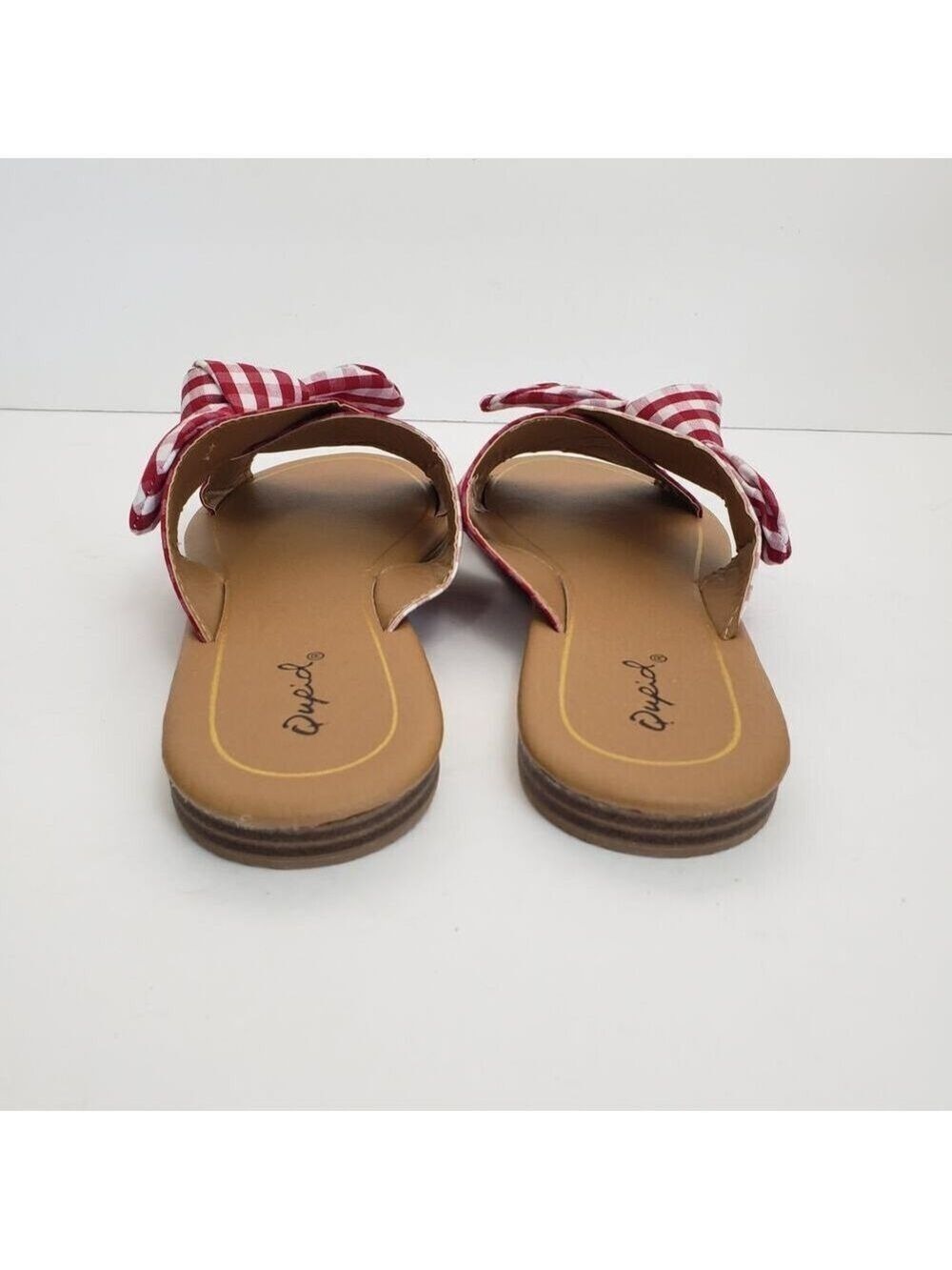 Qupid Striped Slip-On Flat Sandals with Bow Size 7 - Picture 6 of 9